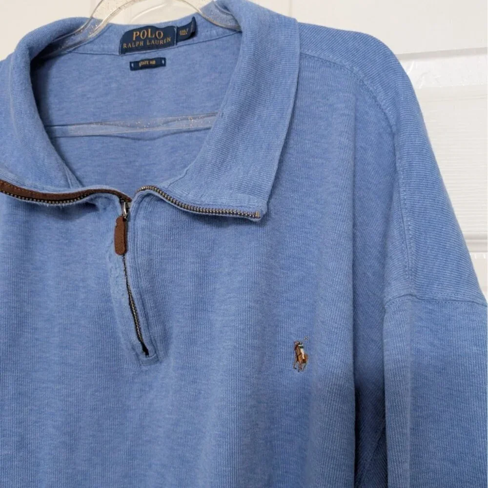 Polo Ralph Lauren Estate Rib 1/4 Sweater Mens Size 3XL Tall Blue Pony Pullover
